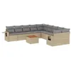 Image de vidaXL Salon de jardin et coussins 11 pcs mélange beige résine tressée