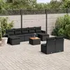 Image de vidaXL Salon de jardin 10 pcs avec coussins noir résine tressée