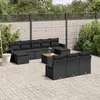 Image de vidaXL Salon de jardin 11 pcs avec coussins noir résine tressée