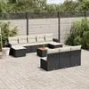 Image de vidaXL Salon de jardin 11 pcs avec coussins noir résine tressée