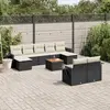Image de vidaXL Salon de jardin 10 pcs avec coussins noir résine tressée