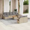 Image de vidaXL Salon de jardin et coussins 10 pcs mélange beige résine tressée