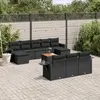 Image de vidaXL Salon de jardin 11 pcs avec coussins noir résine tressée
