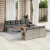 Image de vidaXL Salon de jardin 11 pcs avec coussins gris résine tressée