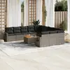 Image de vidaXL Salon de jardin avec coussins 12 pcs gris résine tressée