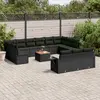 Image de vidaXL Salon de jardin avec coussins 14 pcs noir résine tressée