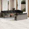 Image de vidaXL Salon de jardin avec coussins 14 pcs gris résine tressée