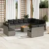 Image de vidaXL Salon de jardin avec coussins 13 pcs gris résine tressée