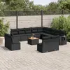 Image de vidaXL Salon de jardin avec coussins 14 pcs noir résine tressée