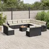 Image de vidaXL Salon de jardin avec coussins 14 pcs noir résine tressée