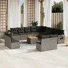 Image de vidaXL Salon de jardin avec coussins 14 pcs gris résine tressée