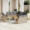 Image de vidaXL Salon de jardin et coussins 12 pcs mélange beige résine tressée