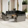 Image de vidaXL Salon de jardin avec coussins 12 pcs gris résine tressée