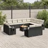 Image de vidaXL Salon de jardin avec coussins 13 pcs noir résine tressée
