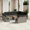Image de vidaXL Salon de jardin avec coussins 13 pcs gris résine tressée