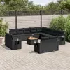 Image de vidaXL Salon de jardin avec coussins 14 pcs noir résine tressée
