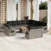 Image de vidaXL Salon de jardin avec coussins 14 pcs gris résine tressée