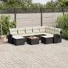 Image de vidaXL Salon de jardin 10 pcs avec coussins noir résine tressée