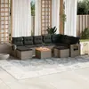 Image de vidaXL Salon de jardin avec coussins 10 pcs gris résine tressée