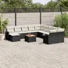 Image de vidaXL Salon de jardin 12 pcs avec coussins noir résine tressée