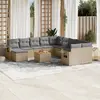 Image de vidaXL Salon de jardin et coussins 12 pcs mélange beige résine tressée