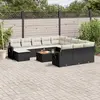 Image de vidaXL Salon de jardin avec coussins 13 pcs noir résine tressée