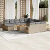 Image de vidaXL Salon de jardin et coussins 13 pcs mélange beige résine tressée