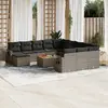 Image de vidaXL Salon de jardin avec coussins 13 pcs gris résine tressée