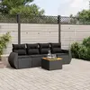 Image de vidaXL Salon de jardin 5 pcs avec coussins noir résine tressée