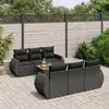 Image de vidaXL Salon de jardin 7 pcs avec coussins noir résine tressée