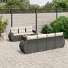 Image de vidaXL Salon de jardin 8 pcs avec coussins noir résine tressée