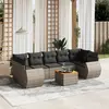 Image de vidaXL Salon de jardin 8 pcs avec coussins gris résine tressée