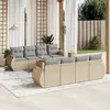 Image de vidaXL Salon de jardin avec coussins 9 pcs beige résine tressée