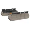 Image de vidaXL Salon de jardin 9 pcs avec coussins gris résine tressée