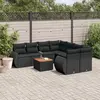 Image de vidaXL Salon de jardin 9 pcs avec coussins noir résine tressée