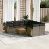 Image de vidaXL Salon de jardin 9 pcs avec coussins gris résine tressée