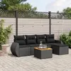 Image de vidaXL Salon de jardin 6 pcs avec coussins noir résine tressée