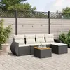 Image de vidaXL Salon de jardin 6 pcs avec coussins noir résine tressée