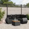 Image de vidaXL Salon de jardin 5 pcs avec coussins noir résine tressée