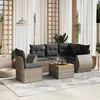 Image de vidaXL Salon de jardin 6 pcs avec coussins gris résine tressée