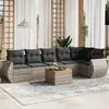 Image de vidaXL Salon de jardin avec coussins 7 pcs gris résine tressée