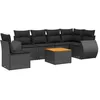 Image de vidaXL Salon de jardin 7 pcs avec coussins noir résine tressée