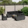 Image de vidaXL Salon de jardin 9 pcs avec coussins noir résine tressée
