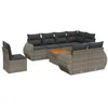 Image de vidaXL Salon de jardin 9 pcs avec coussins gris résine tressée