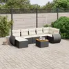Image de vidaXL Salon de jardin 8 pcs avec coussins noir résine tressée