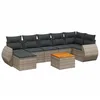Image de vidaXL Salon de jardin 8 pcs avec coussins gris résine tressée