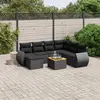 Image de vidaXL Salon de jardin 8 pcs avec coussins noir résine tressée
