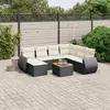 Image de vidaXL Salon de jardin 8 pcs avec coussins noir résine tressée