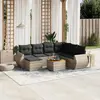 Image de vidaXL Salon de jardin 8 pcs avec coussins gris résine tressée