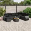 Image de vidaXL Salon de jardin 9 pcs avec coussins noir résine tressée